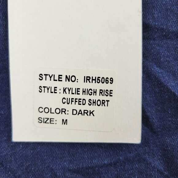 I&M Kylie High Rise Cuffed Shorts Stretch Denim Dark Wash Medium Womens NWT - Picture 7 of 12